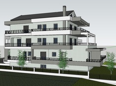 New three-storey apartment building with basement