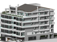 Construction of five-storey apartment building with pilotis and parking space