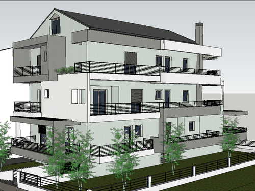 New three-storey apartment building with basement