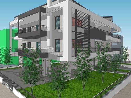 New two-storey apartment building with pilotis and basement